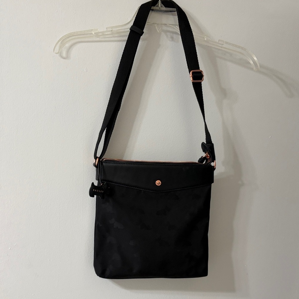 Radley Black Crossbody Shoulder Bag with Rose Gold Accents